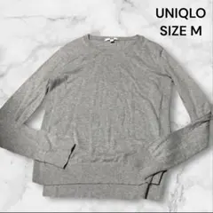 ⑥UNIQLO カシミヤブレンドクルーネック長袖ニット グレー Mサイズのサムネイル
