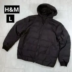 美品【H＆M】メンズ・ナイロン中綿ブルゾン・パーカージャンパー◇ブラック・L
