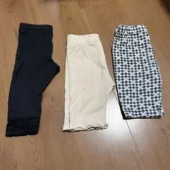 ベビーパンツ3点セット（黒・ベージュ・チェック柄）