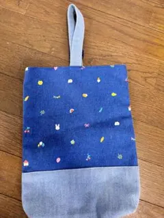 ハンドメイド デニム風バッグ カラフル模様