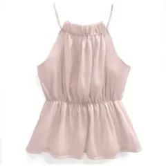 GRL ホルターネックオーガンジーペプラムトップス[ac2397] ピンク