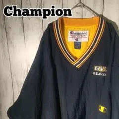 90s　カレッジロゴ　チャンピオン　ナイロンプルオーバー　XL　2XL　ゆるダボ