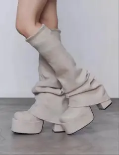 厚底ロングブーツ アリエク アイボリー