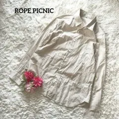 ROPE PICNIC 【美品】ベージュ　アースカラー　ストライプ長袖シャツ　M