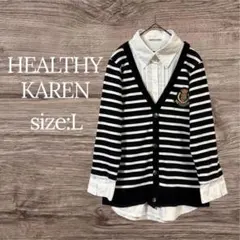 HEALTHY KAREN 【L】ボーダー柄 レイヤードシャツ・重ね着風◎のサムネイル