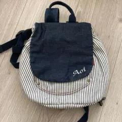 ストライプデニムリュック 刺繍あり