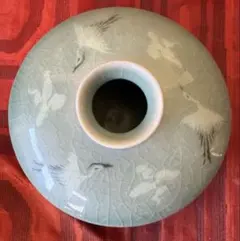 鉄絵 蓮文 花瓶 陶器 徳利形 中国朝鮮古美術 李朝時代 高さ約30cm