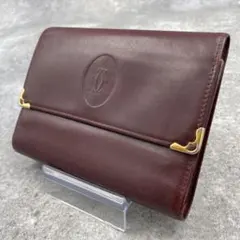 384 カルティエ マスト ボルドー ヴィンテージ 三つ折り財布 コンパクト 384 カルティエ マスト ボルドー ヴィンテージ 三つ折り財布