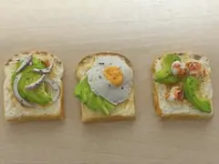 ミニチュアフード トースト3種セット 樹脂粘土 ハンドメイド