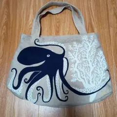 タコデザイン トートバッグ ベージュmoritaMiW モリタミウ タコ