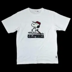 ビンテージピーナッツ スヌーピー パイル刺繍Tシャツ ホワイトXLサイズ