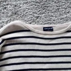 90s OLDUNIQLO 紺タグ　ボートネック　ボーダー　ニット　XL