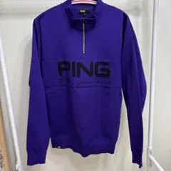 美品　PING ピン　パープル ジッパー　セーター　ニット　LL ハーフジップ