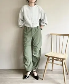 美品　lowrys farm ドロストイージーパンツ　カーキーグリーン