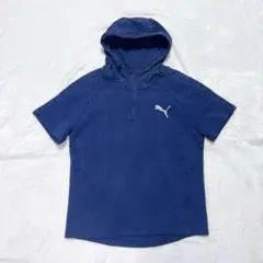 PUMA フード付き半袖パーカー レディース M ネイビー