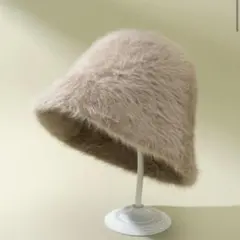 ベージュ ファーバケットハット shein