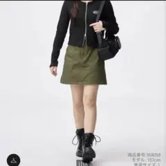 GU GIRLSベイカーミニスコート　L（160）カーキのサムネイル