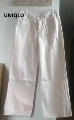 【UNIQLO 】ワイドストレートジーンズ 淡いピンク28