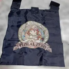 FLORAL PEKO 折りたたみエコバッグネイビー