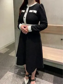 DHOLIC バイカラーツイードワンピース