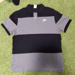 ナイキ ポロシャツ XL グレー/ブラック ボーダー