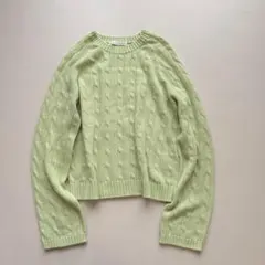 23SS美品 GALERIE VIE ボリューム袖 ケーブルニット グリーン F