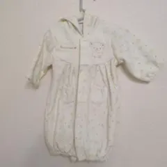 50 60 2way ドレスオール 冬用 フード付き クマ刺繍