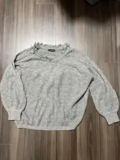 【美品】HOTPING ニット グレー 長袖 フリンジのサムネイル