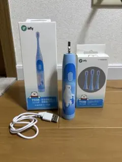 子ども電動歯ブラシ infly T04B本体 替ブラシ 3本セット 充電式　防水