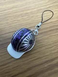 日章コルク半 ラップ塗装 紫 キーホルダー