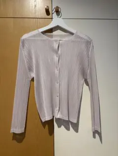 PLEATS PLEASEシアー素材 長袖カーディガン ライトピンクのサムネイル