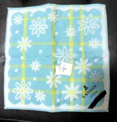 LANVIN 花柄ハンカチ 水色