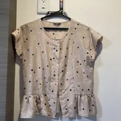 IENA ベージュ ドット柄 半袖ブラウス