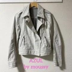 ストライプ コットン シングルライダースジャケット AZUL by moussy