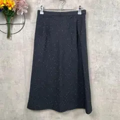 ロングスカート フレアスカート M相当 グレー ドット 伸縮性有 レディース