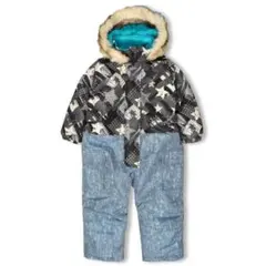 星・ヒッコリー柄 切替スノーコンビ スノーウェア フード取外し可 サイズ調節仕様