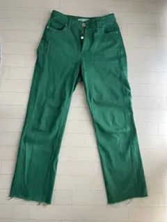 ZARA グリーン ストレートデニム