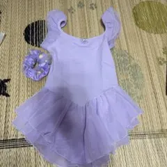 バレエ レオタード スカート付き 半袖 子供 キッズ シュシュ付き　120