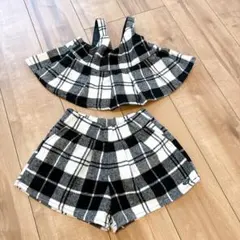 BREEZE ブリーズ チェック柄 トップス ショートパンツセット 100