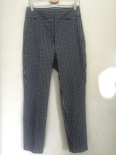 ZARA ネイビーとホワイトのギンガムチェックパンツ