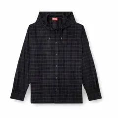 DIESEL フード付き チェックシャツ 長袖 グレーのサムネイル
