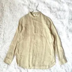 UNIQLO ユニクロ プレミアムリネンスタンドカラーシャツ 麻100% 春夏のサムネイル