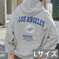 【別注】 MLB公式 ドジャース ロゴ刺繍バックデザイン裏起毛フーディーパーカー