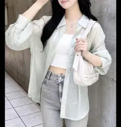 INGNI 薄いグリーン シアーシャツ