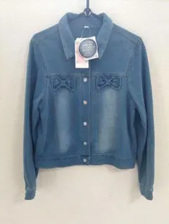 【タグ付き 未使用】キッズ 女の子 デニム リボン ジャケット 160cm