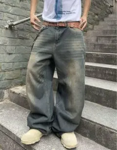 【新品 未使用】バギーワイドデニム ブルー XL