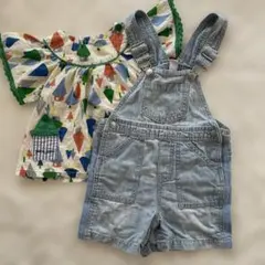 タイムセールベビー服デニムサロペットロンパースタイプ80 トップスセット売り