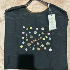 D.KELLY 刺繍トートバッグ(M) ブラック❤️22日までの価格❣️