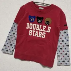 ミキハウスダブルビー アフロBくん ワッペン 重ね着風トレーナー