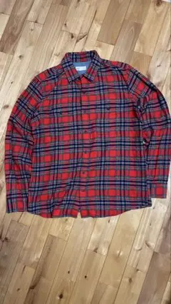 GAP タータンチェック フランネルボタン フロント 長袖 コットン レッド